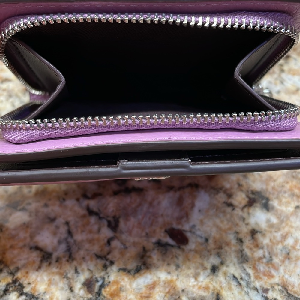 EUC Coach Compact Snap Wallet Lilac Pebbled Leather Silver Hardware - Picture 9 of 14